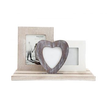 Triple Wood Photo Frame Display