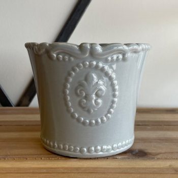 Grey Ceramic Fleur De Lis Planter