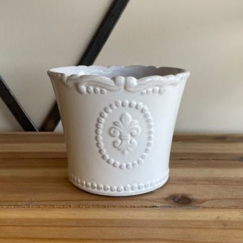 White Ceramic Fleur De Lis Planter