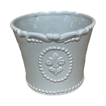 Grey Ceramic Fleur De Lis Planter