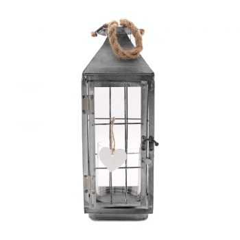 Grey White Washed Metal Lantern