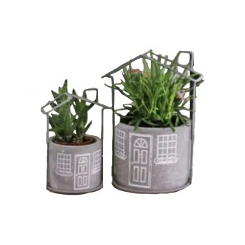 Cement Round Planters - Set of Two