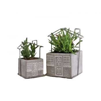 Cement Square Planters - Set of Two