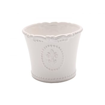 White Ceramic Fleur De Lis Planter